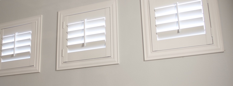 Square Windows in a Charlotte Garage with Polywood Shutters